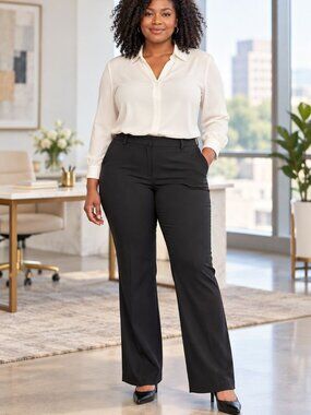 LOFT Marisa Trouser Pants Womens 16 Black Bootcut Classic Minimalist Office